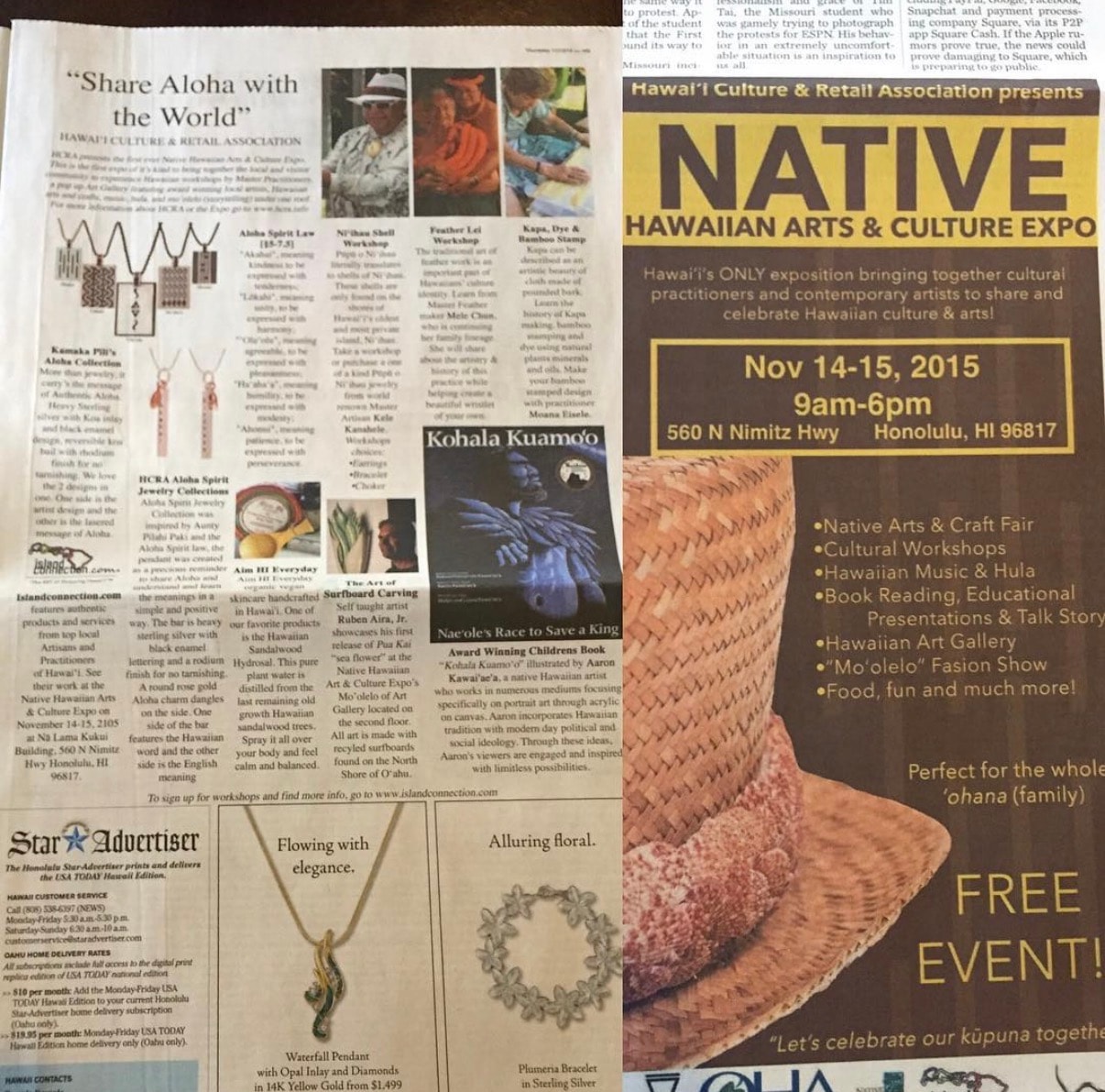Hawaiian culture retail association event flyer