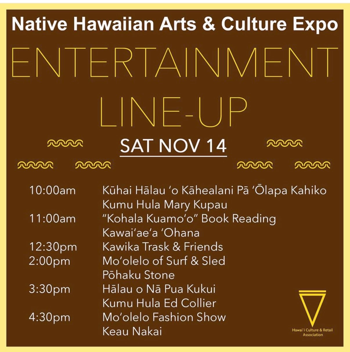 Native Hawaiian Arts & Culture Expo entertainment schedule