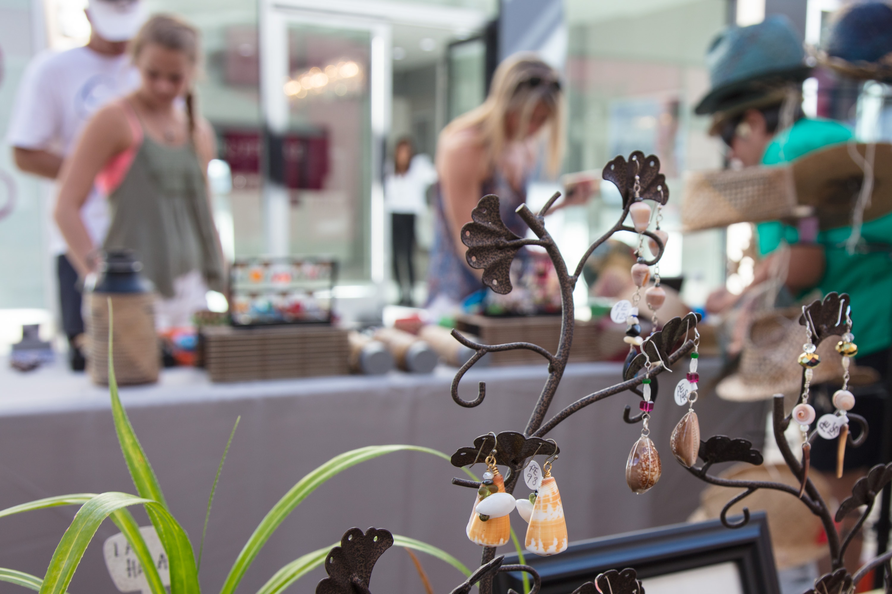 Handmade jewelry display at outdoor market