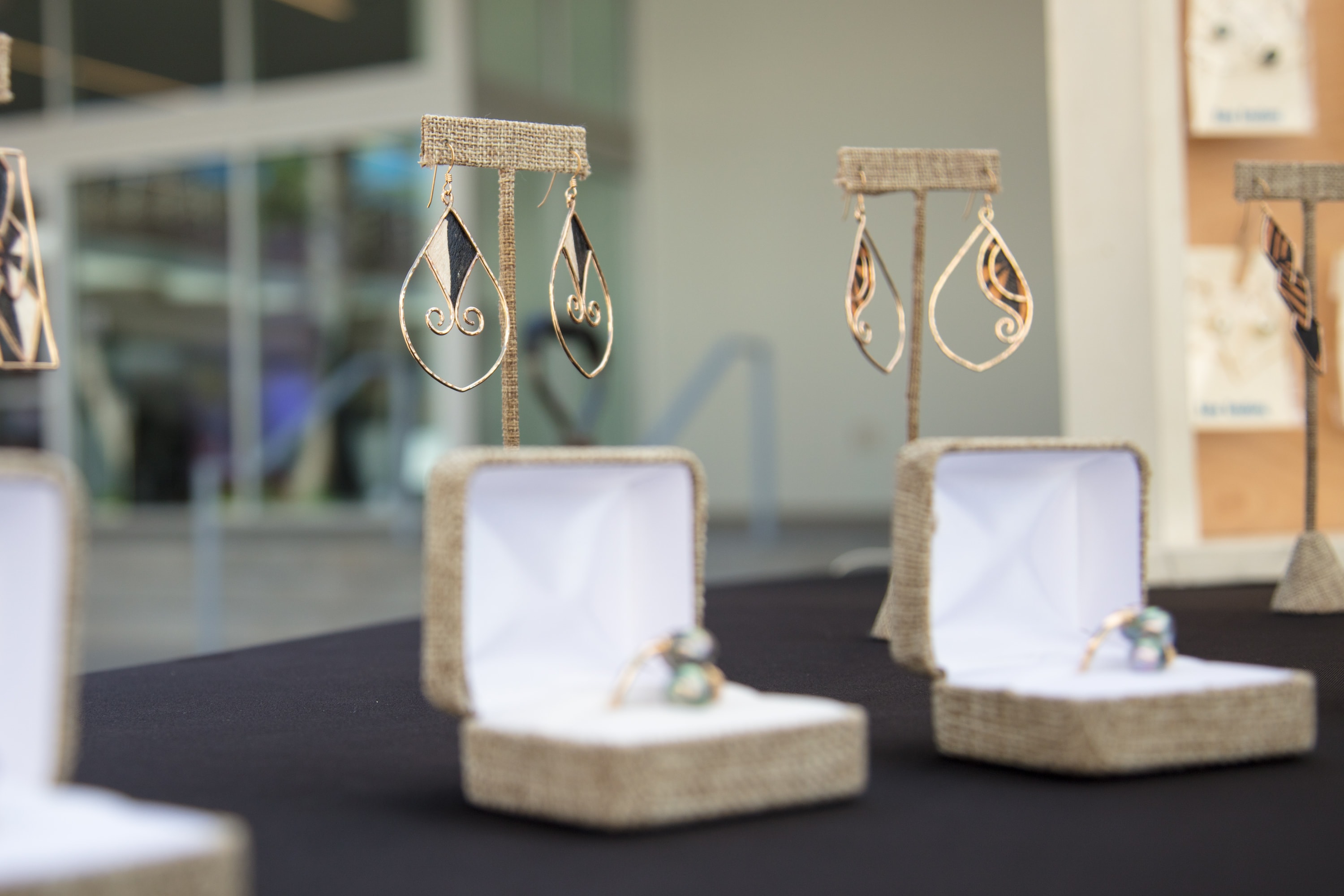 Jewelry display with teardrop earrings