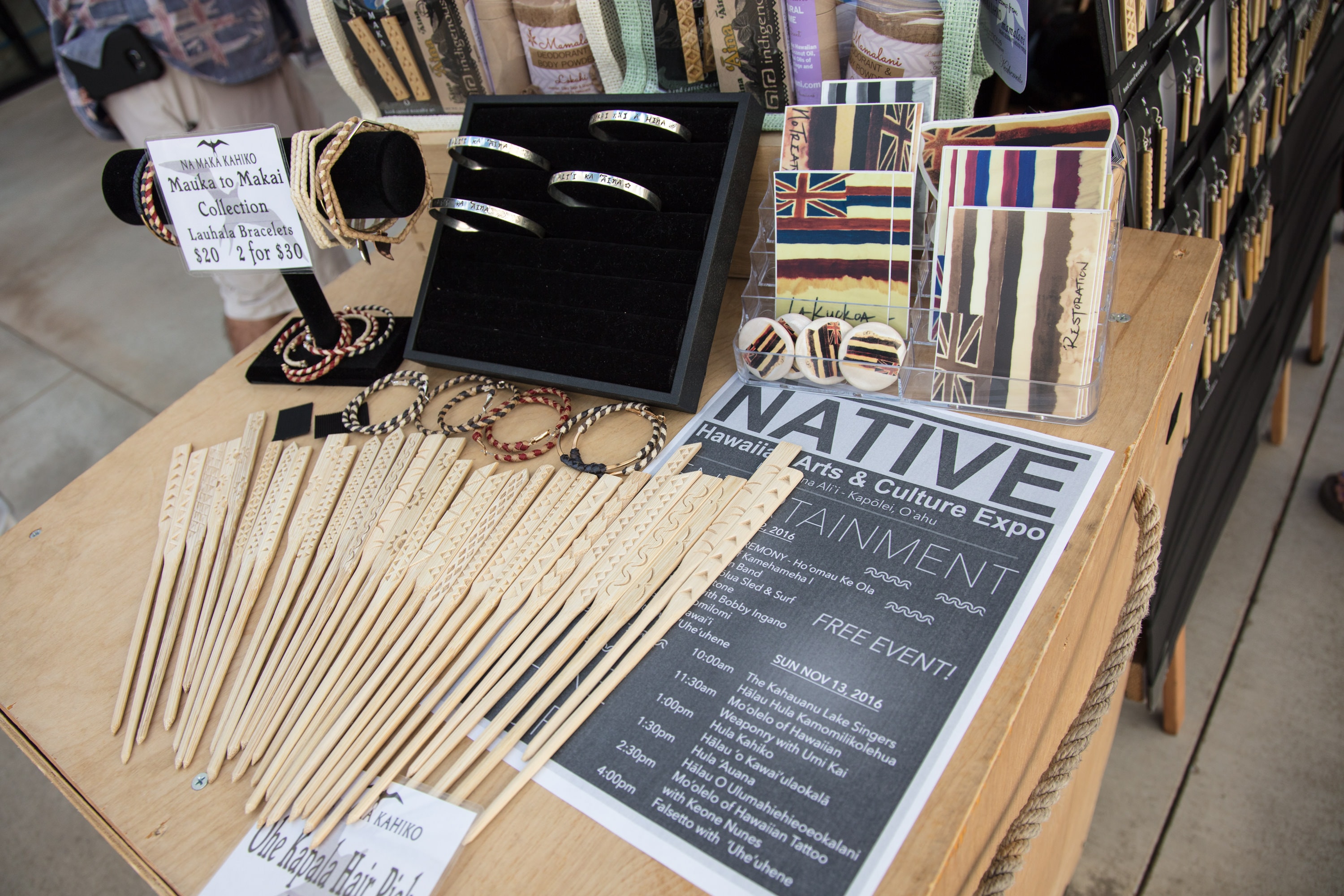 Hawaiian native art craft vendor display