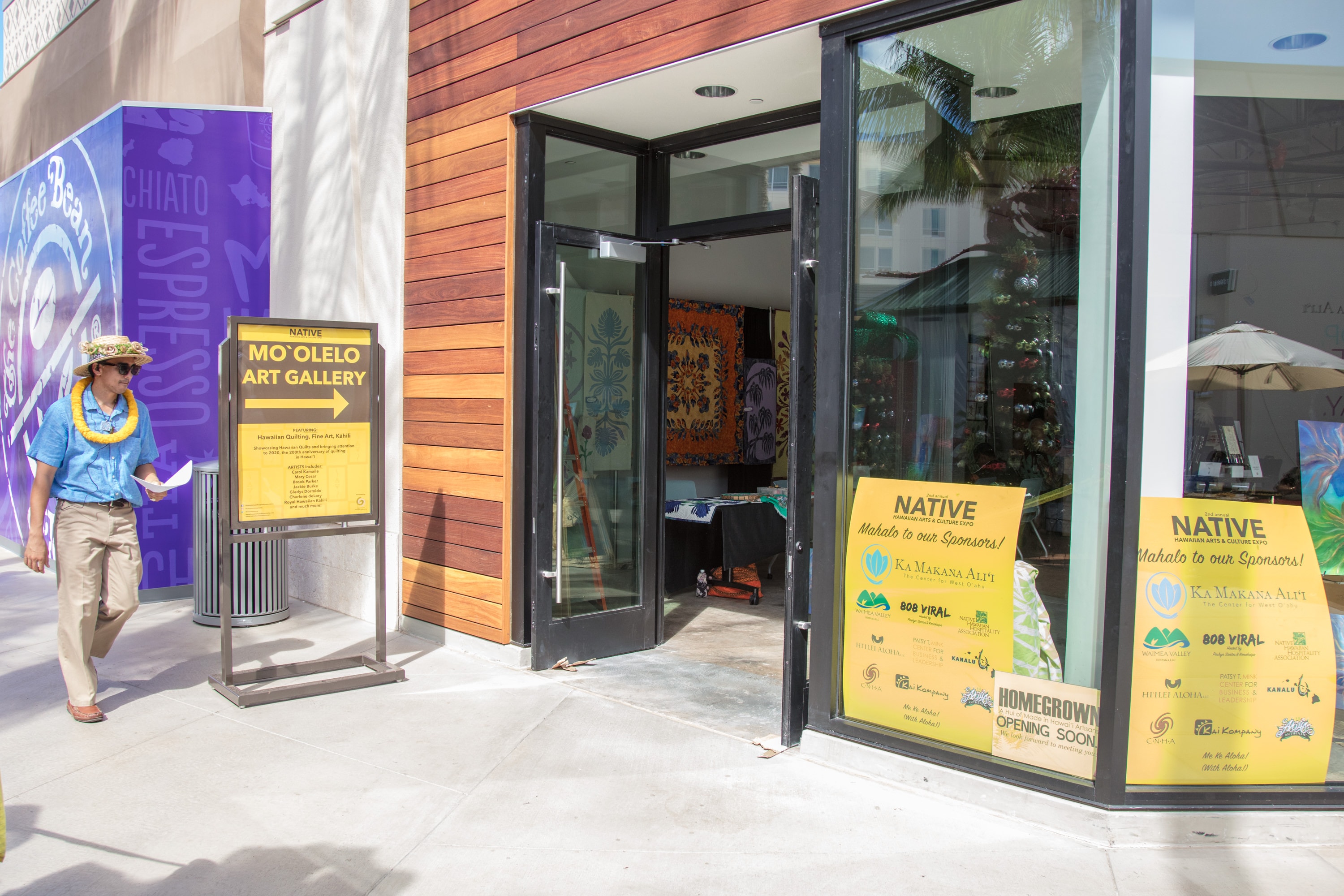 Native Hawaiian art gallery storefront entrance