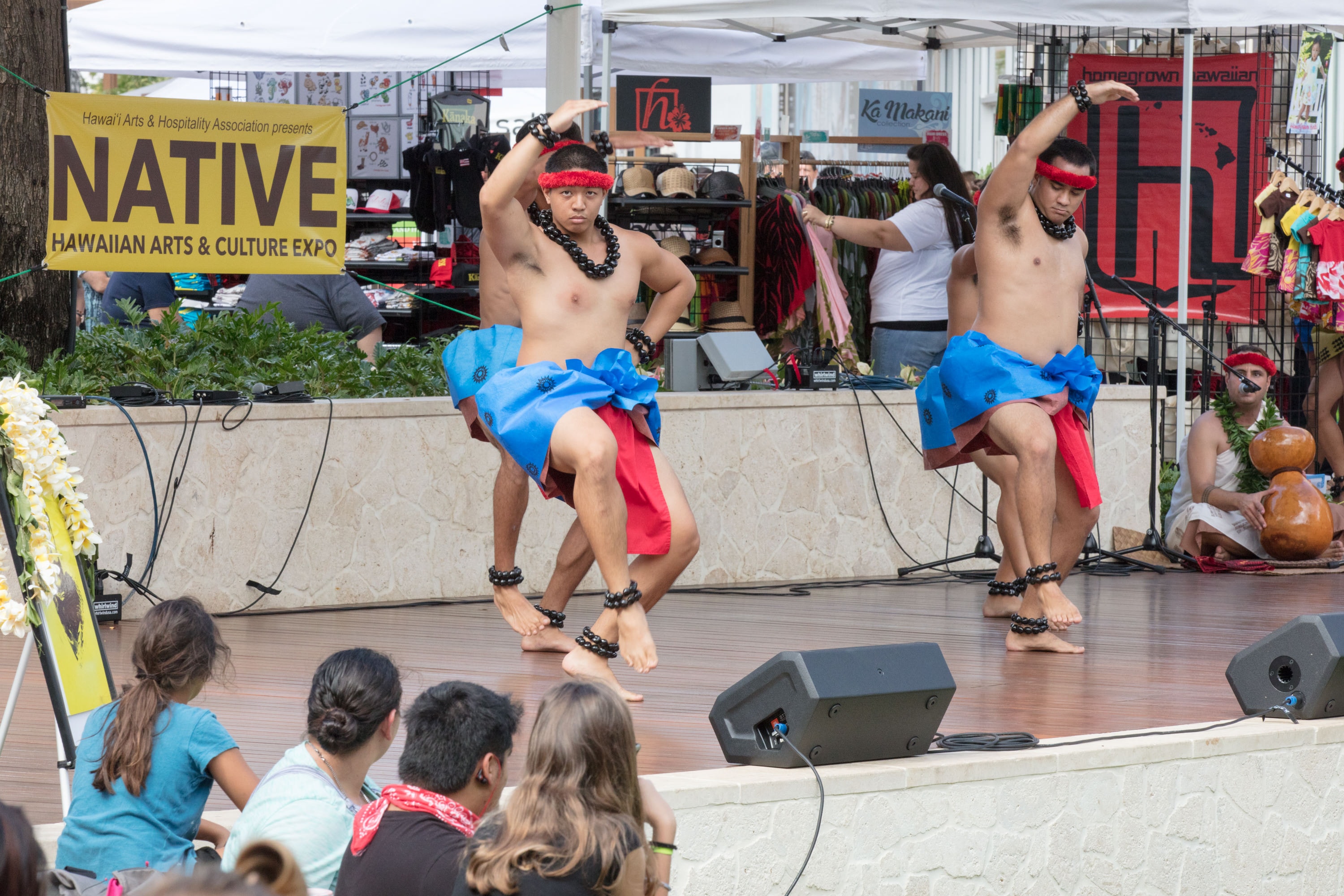 Hawaiian dancers performing at cultural expo