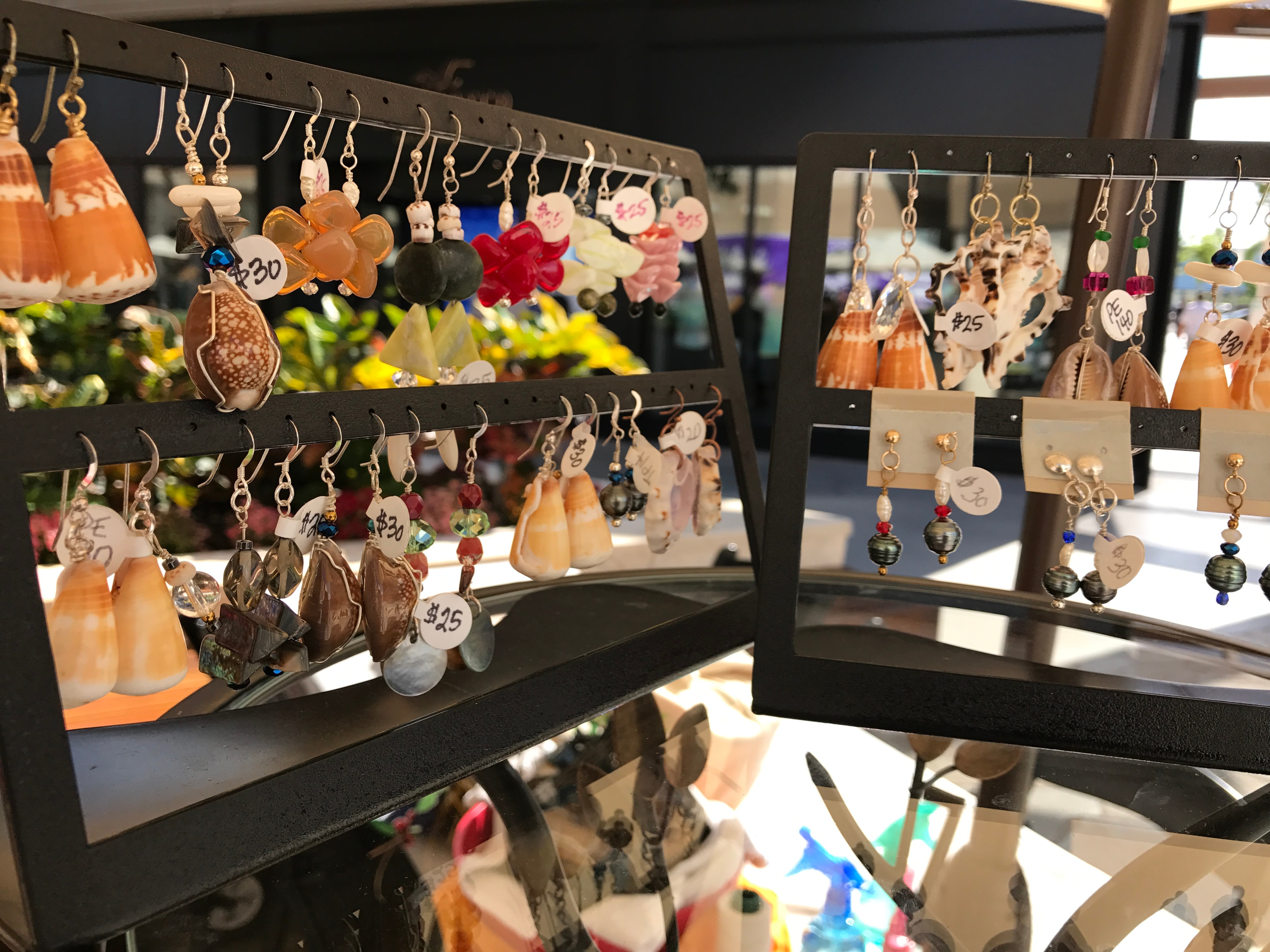 Handmade earrings display retail shop counter