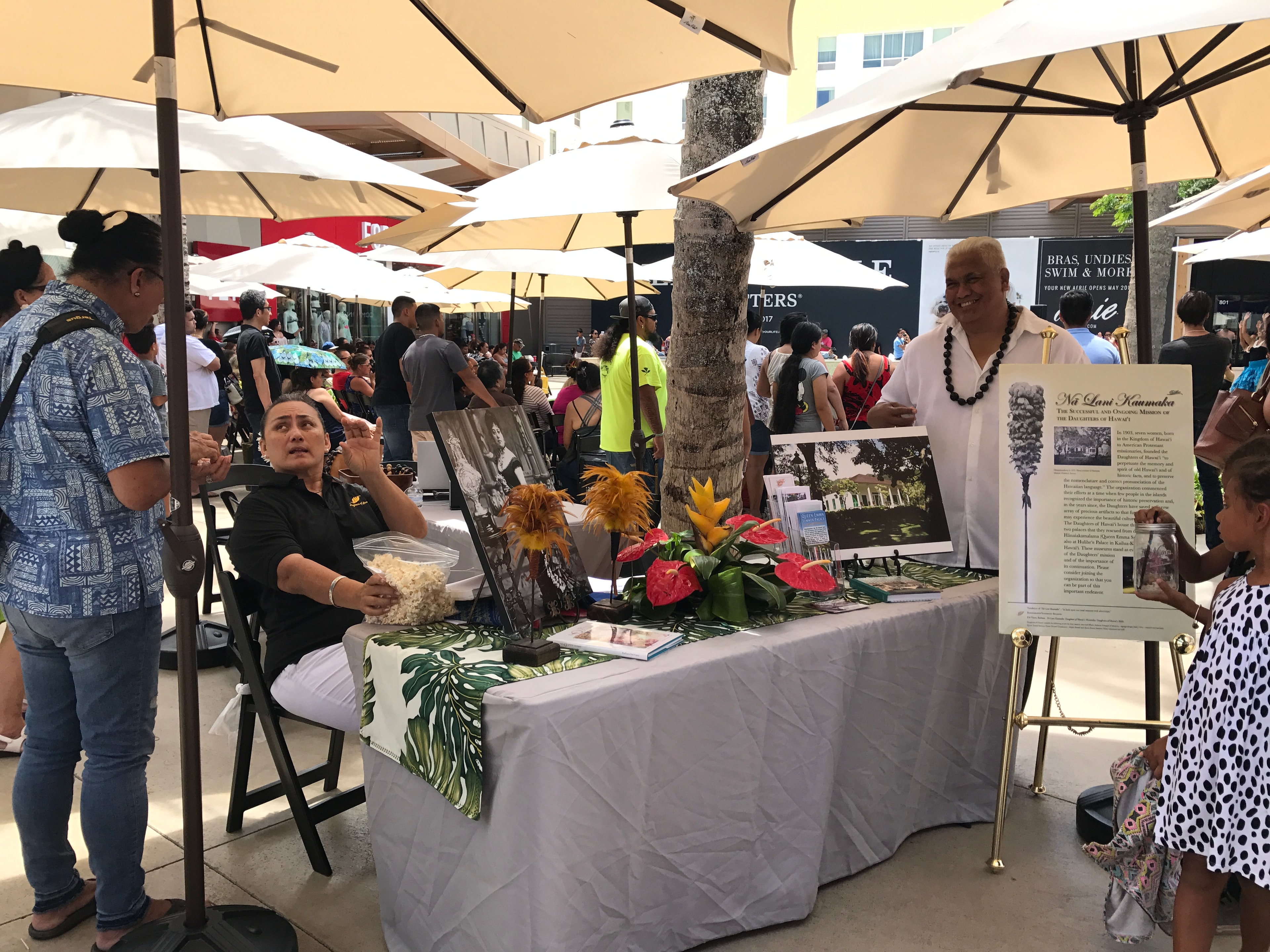 Outdoor market festival with vendor booths